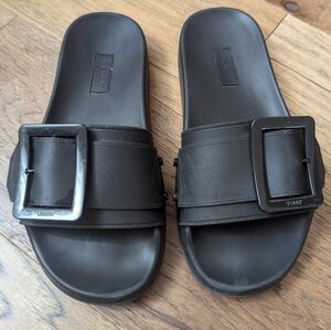 Bally Jeline Black Buckle Strap Slide Sandals, Brand Size 36